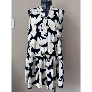 Nine West Plus-Size Floral Babydoll Fit & Flare Dress XXL Sleeveless Ruffle Hem